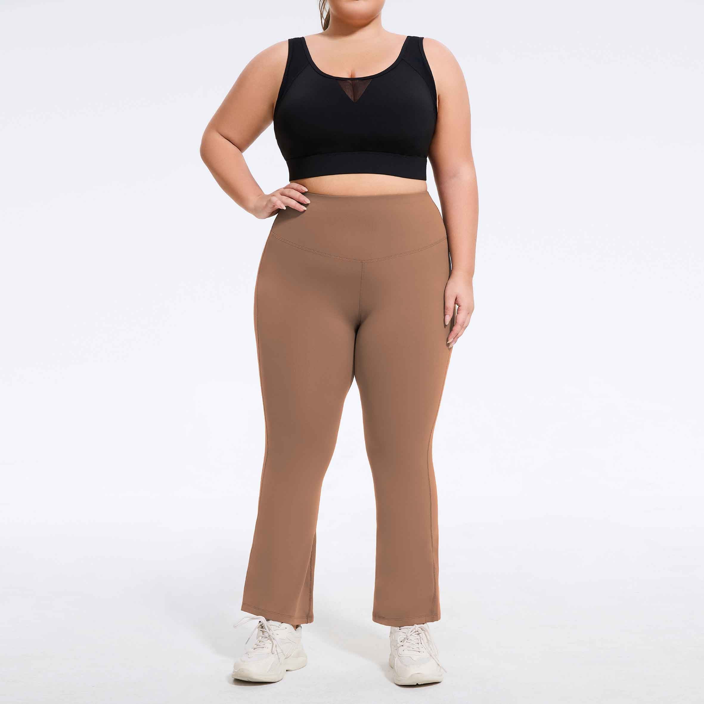 Plus Size High-Waist Flared Yoga Pants Workout Leggings