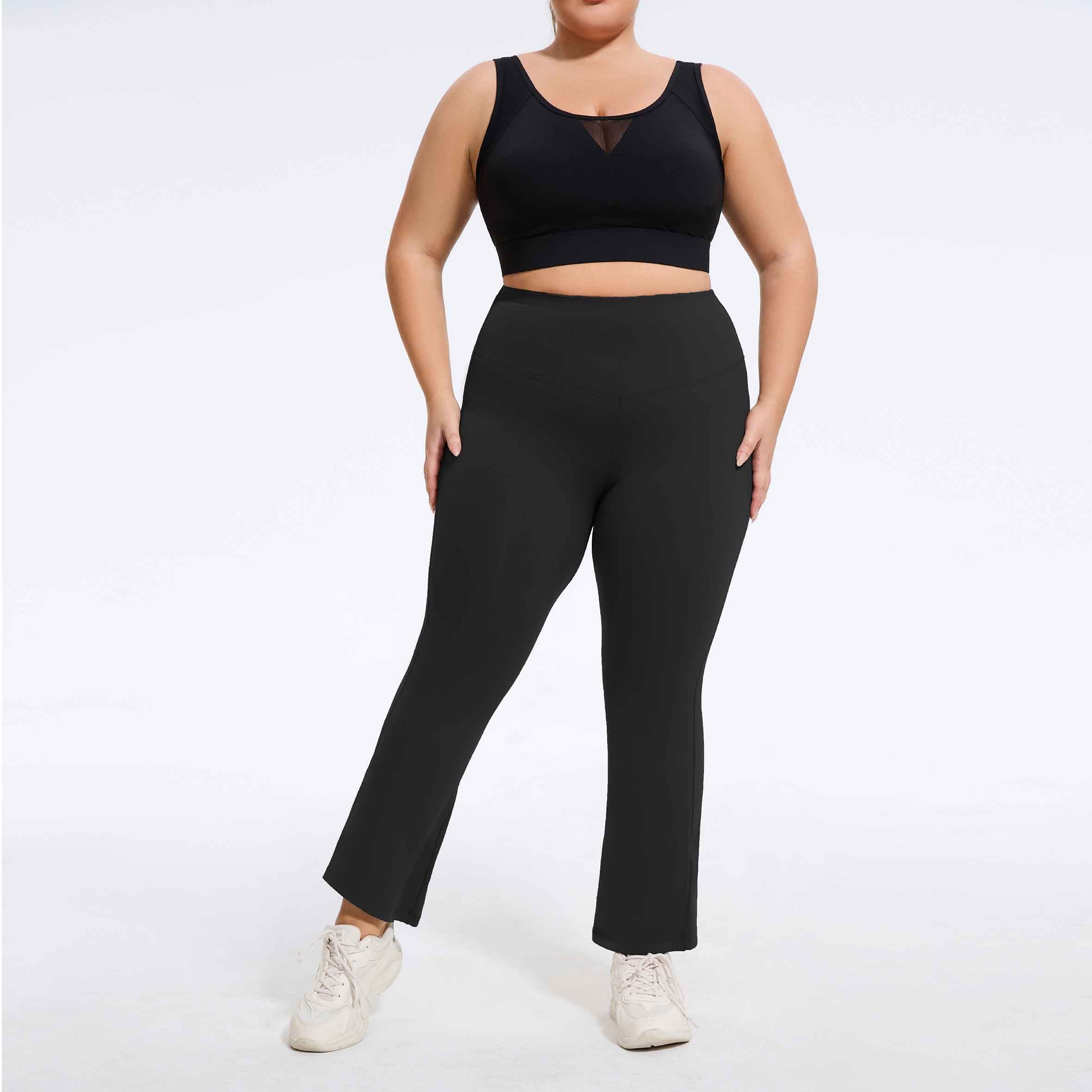 Plus Size High-Waist Flared Yoga Pants Workout Leggings