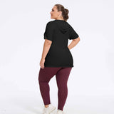 Plus Size Hooded Side-Slit Slim Fit Yoga Top