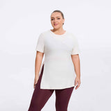Plus Size Hooded Side-Slit Slim Fit Yoga Top
