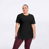 Plus Size Hooded Side-Slit Slim Fit Yoga Top