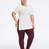 Plus Size Hooded Side-Slit Slim Fit Yoga Top