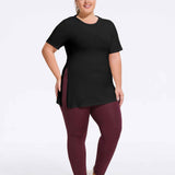 Plus Size Hooded Side-Slit Slim Fit Yoga Top