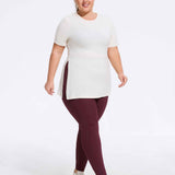 Plus Size Hooded Side-Slit Slim Fit Yoga Top