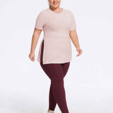 Plus Size Hooded Side-Slit Slim Fit Yoga Top