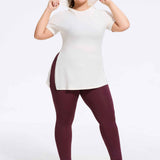 Plus Size Hooded Side-Slit Slim Fit Yoga Top