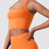 Square-Neck Cross-Back Sports Bra