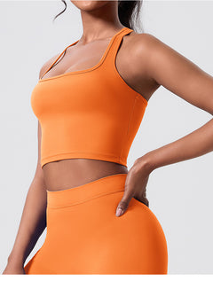 Square-Neck Cross-Back Sports Bra