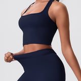 Square-Neck Cross-Back Sports Bra