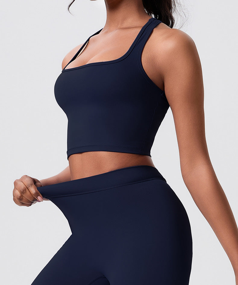 Square-Neck Cross-Back Sports Bra