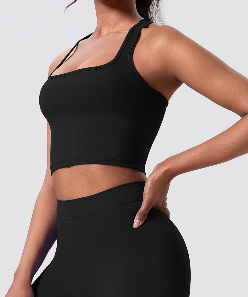 Square-Neck Cross-Back Sports Bra