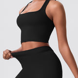 Square-Neck Cross-Back Sports Bra
