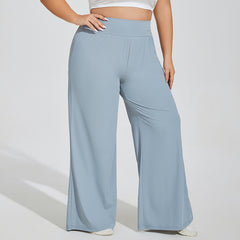 Plus Size Wide Leg Yoga Pants for Curvy Women – High Waist Tummy Control