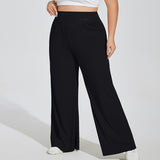 Plus Size Wide Leg Yoga Pants for Curvy Women – High Waist Tummy Control