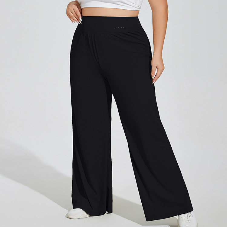 Plus Size Wide Leg Yoga Pants for Curvy Women – High Waist Tummy Control