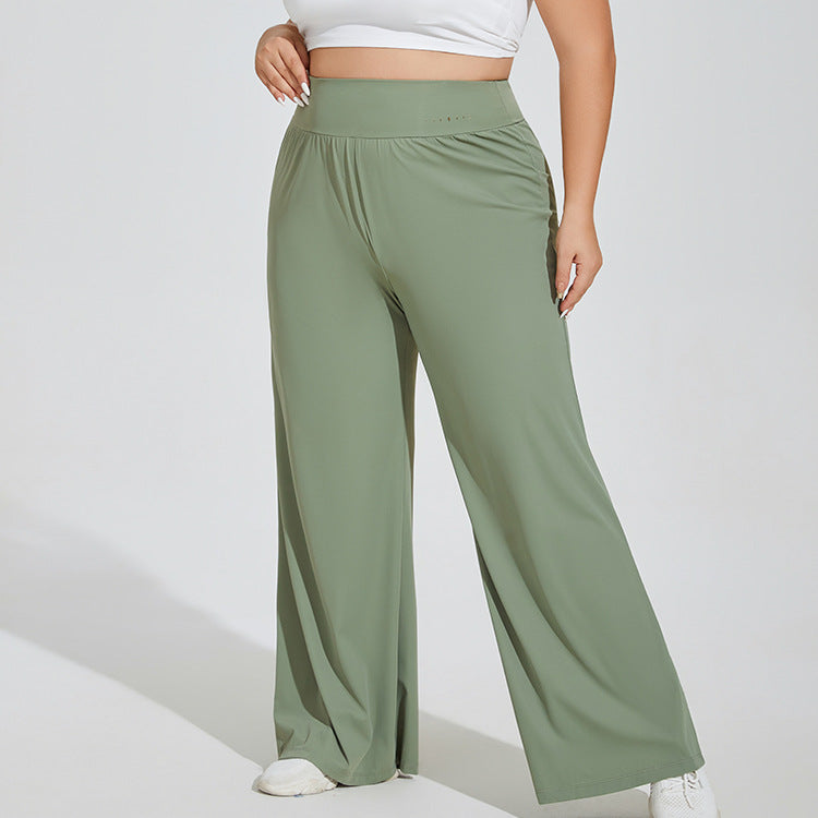 Plus Size Wide Leg Yoga Pants for Curvy Women – High Waist Tummy Control