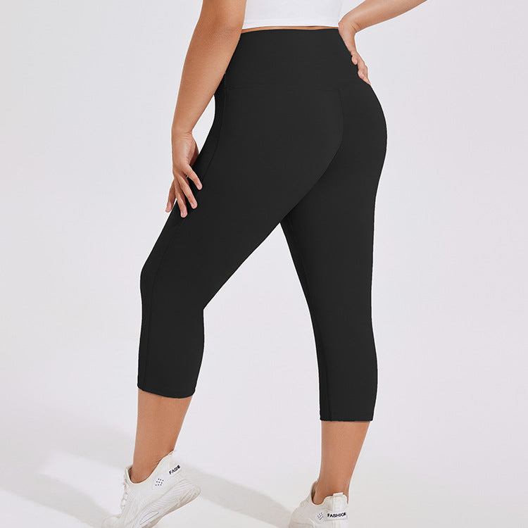 Plus Size High-Waist Peach Lift Capri Leggings