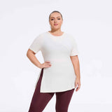 Plus Size Hooded Side-Slit Slim Fit Yoga Top